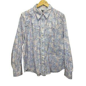 Rockies Floral Striped Snap Button Down Shirt Bling Size XXL 100% Cotton